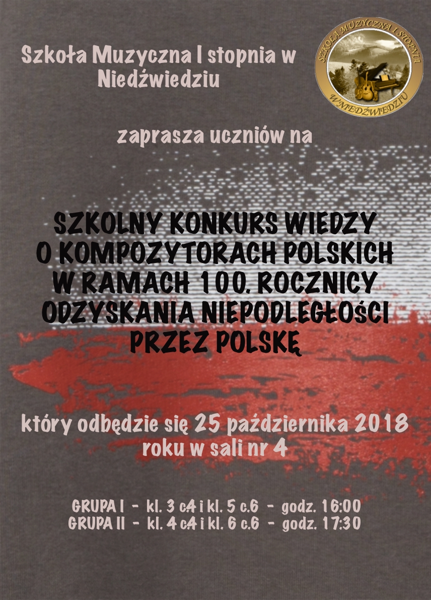 Więcej o: Szkolny Konkurs Wiedzy o Kompozytorach Polskich